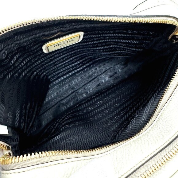 PRADA White Leather Pochette Shoulder Bag - Picture 11 of 14